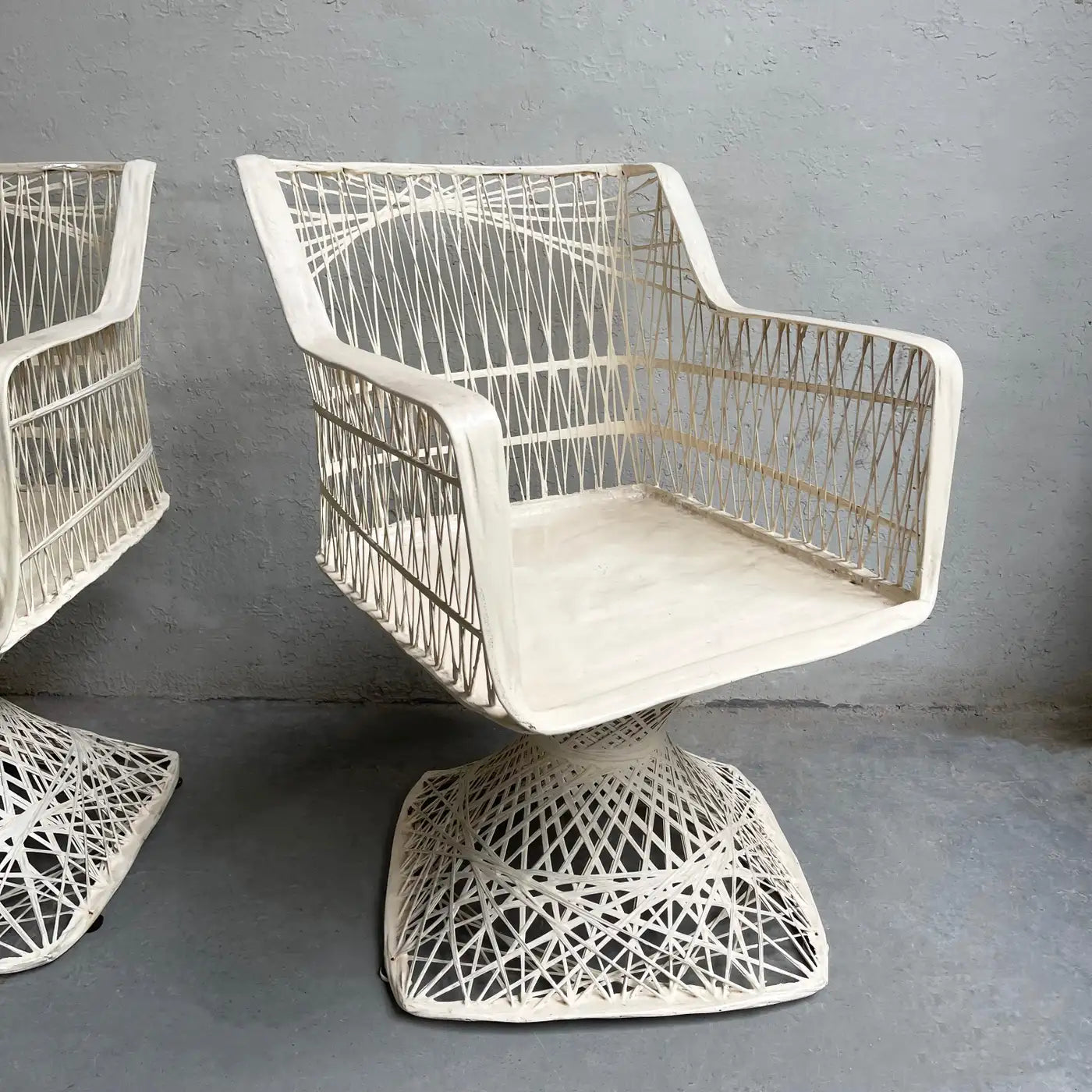 Woven Fiberglass Patio Dining Set with Ottomans