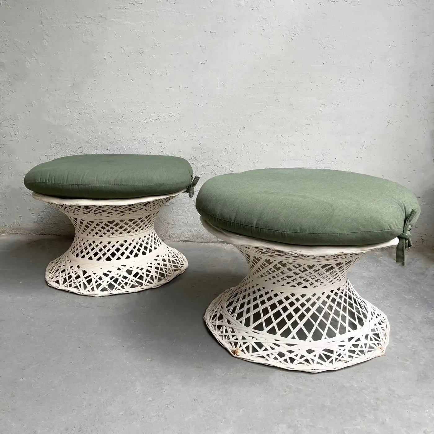 Woven Fiberglass Patio Dining Set with Ottomans