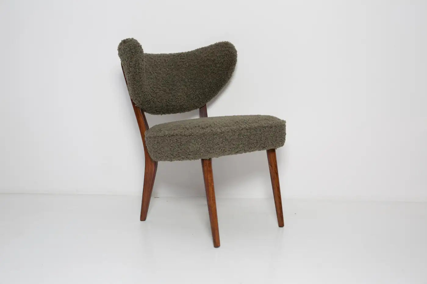 Pair of Green Bouclé Shell Club Chairs