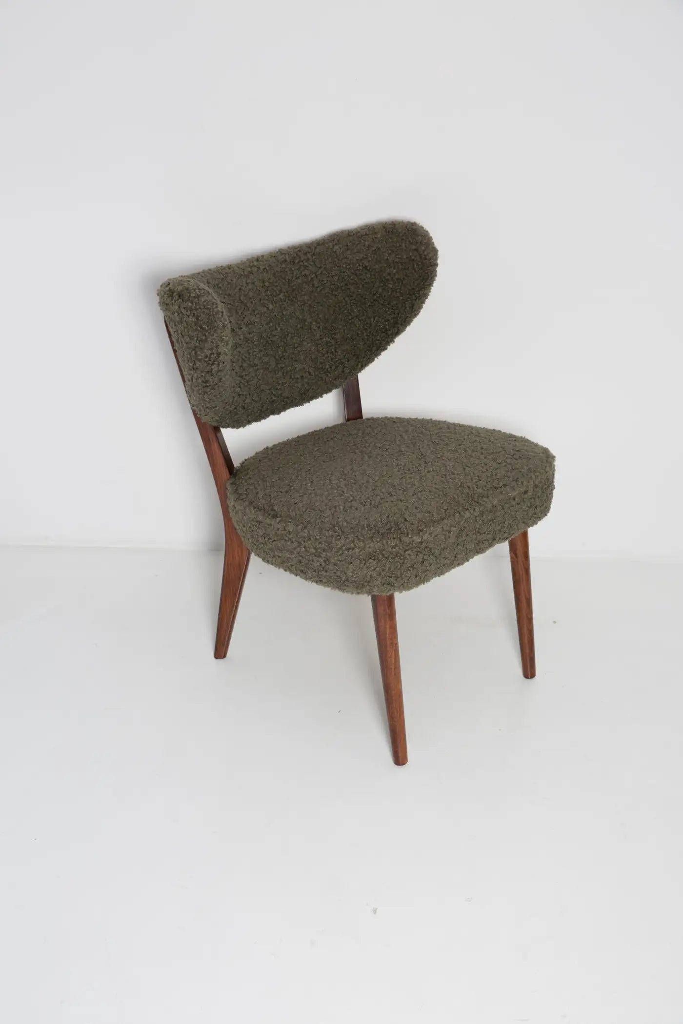 Pair of Green Bouclé Shell Club Chairs