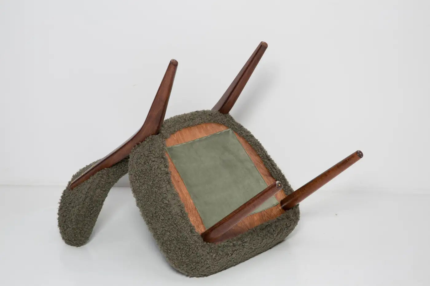 Pair of Green Bouclé Shell Club Chairs