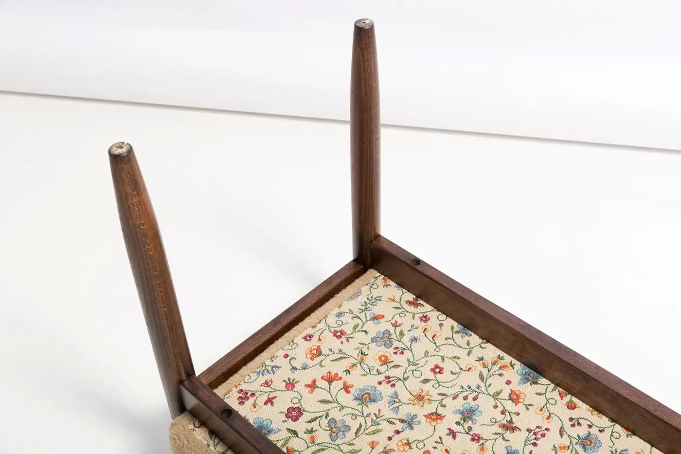 Camel Bouclé Mid-Century Inspired Bench