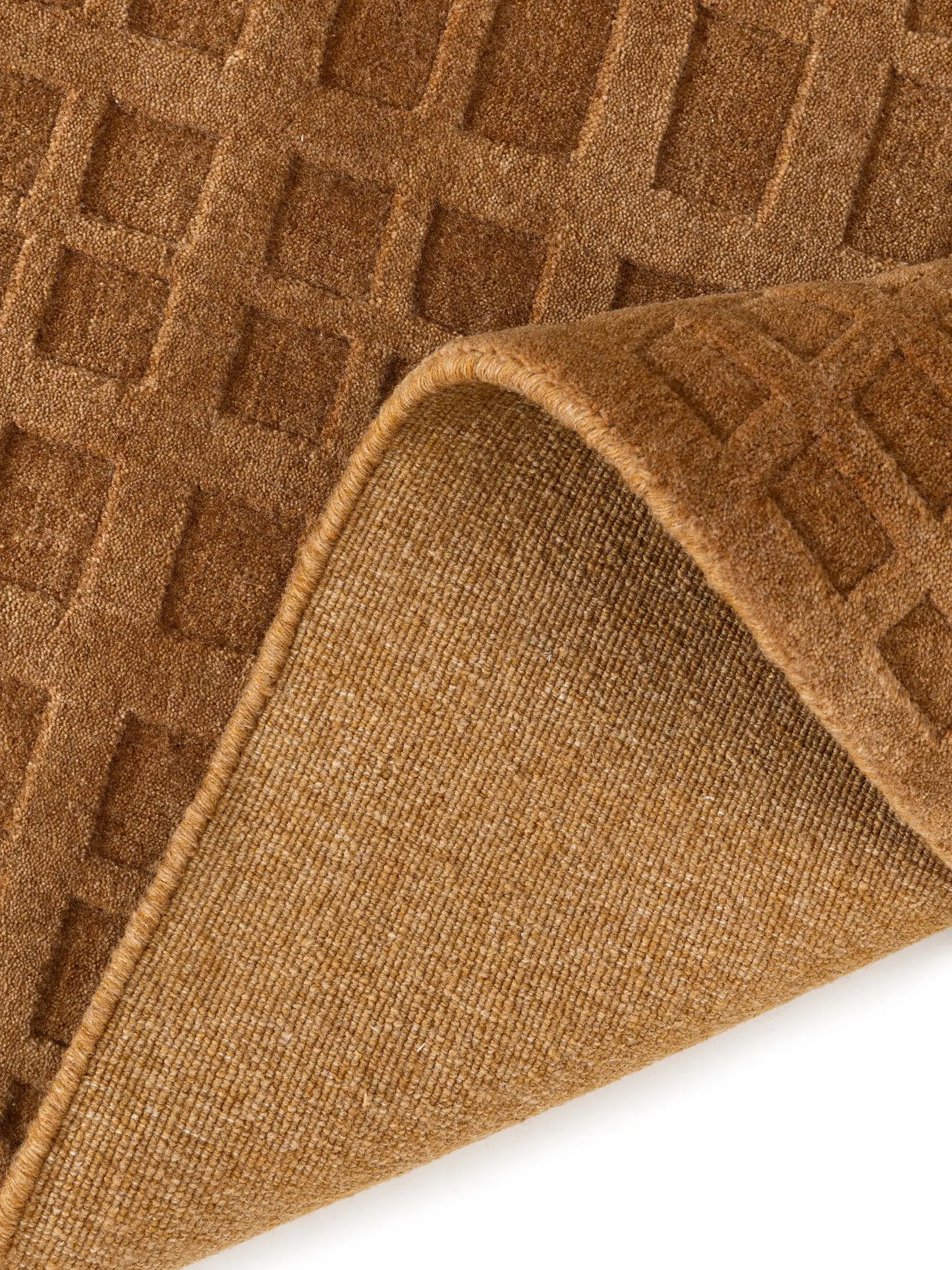 Neutral Beige & Light Brown Wool-Viscose Rug