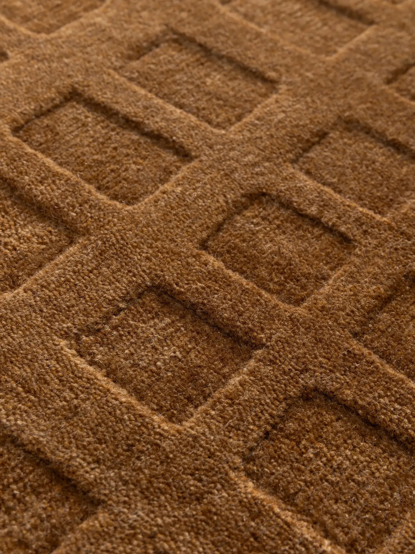 Neutral Beige & Light Brown Wool-Viscose Rug