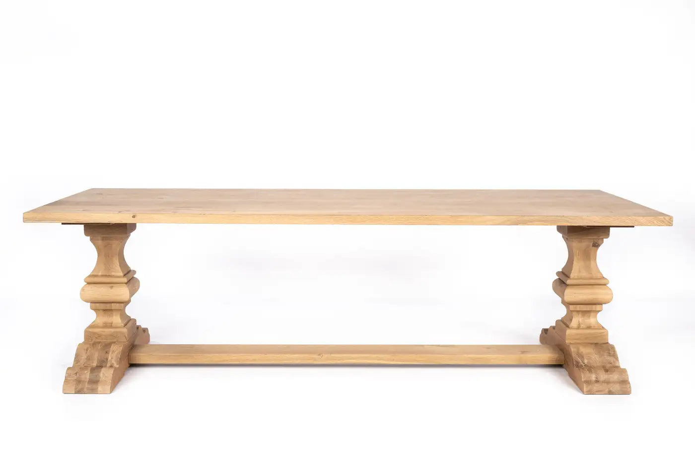 Bespoke Solid Aged French Oak Abbey Column Dining Table With Matte Finish