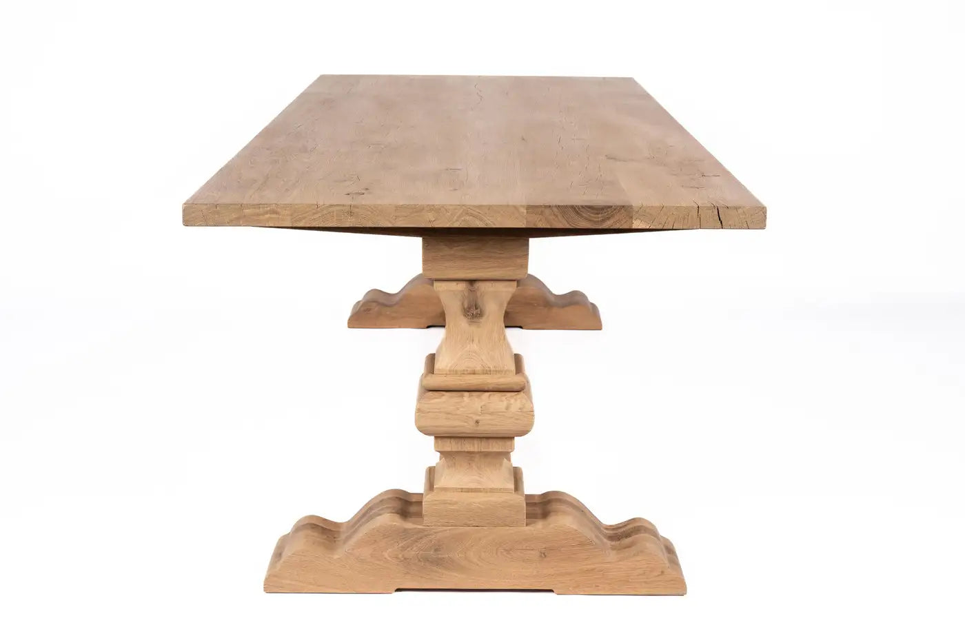 Bespoke Solid Aged French Oak Abbey Column Dining Table With Matte Finish