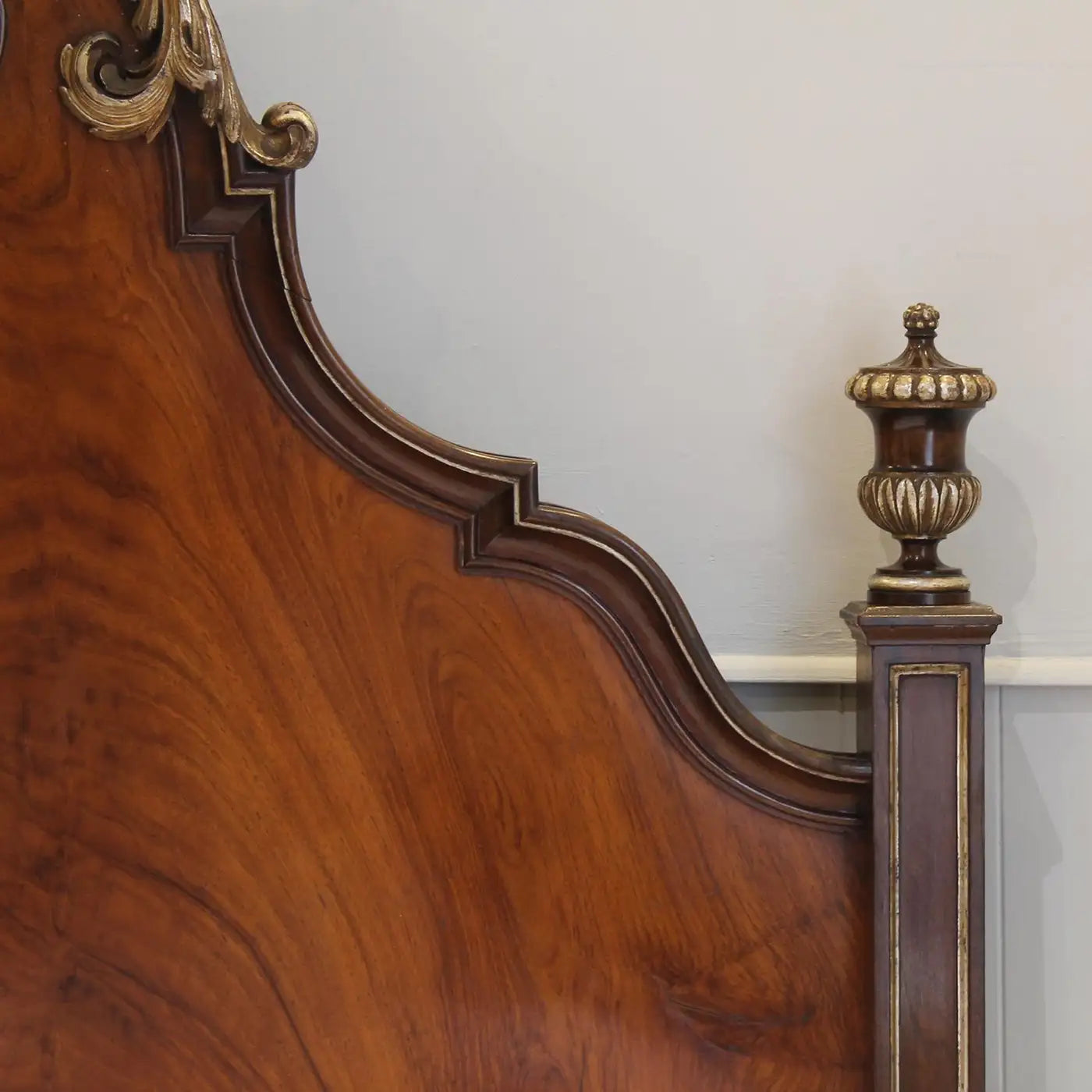 Double Italian Burr Walnut Platform Antique Bed – WD62