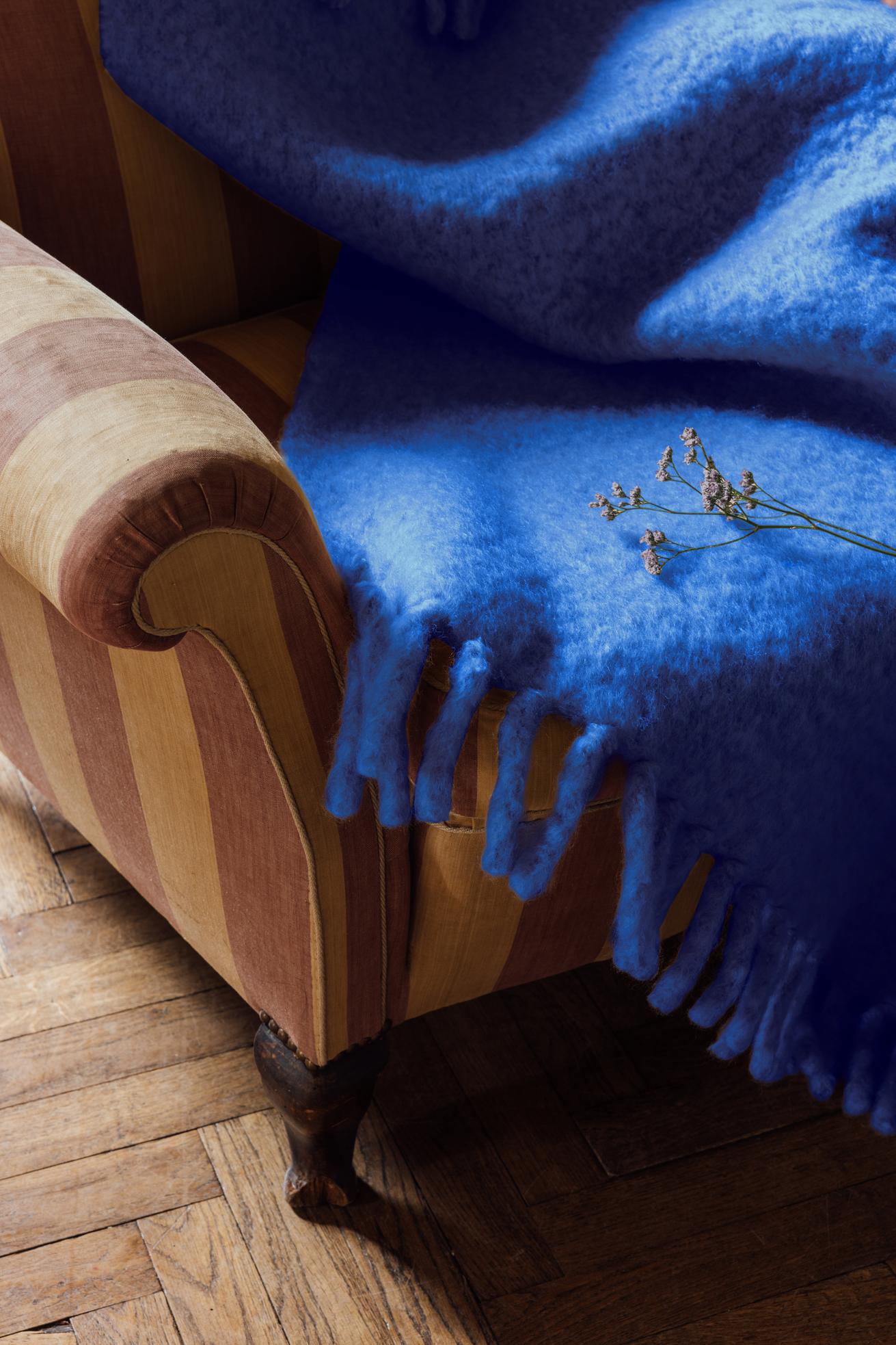 Chunky Mohair Blanket – Cobalt Blue 140x200 cm