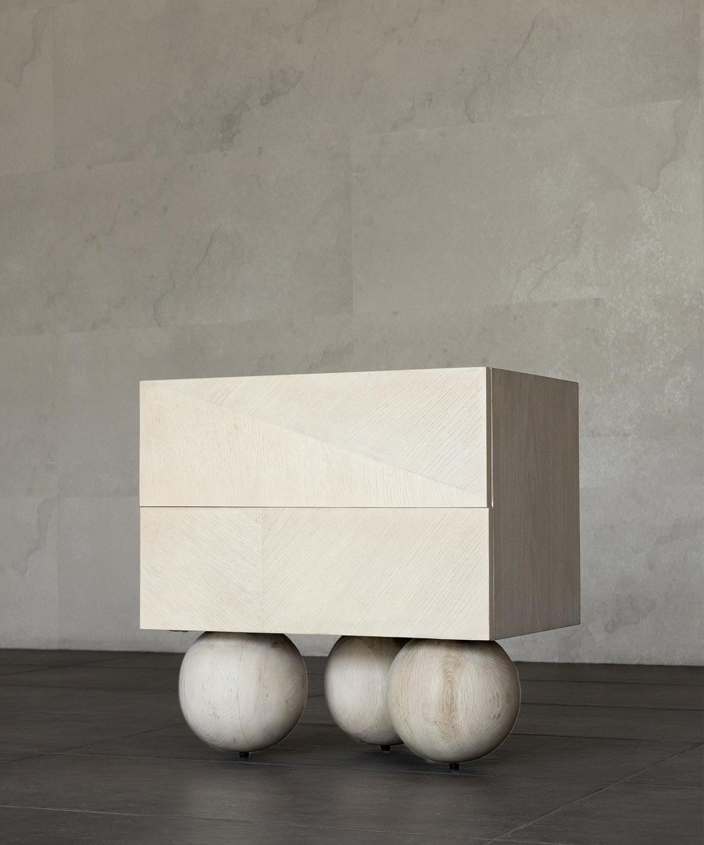 Luna Nightstand – Bleached White Oak with Rift Oak Drawers