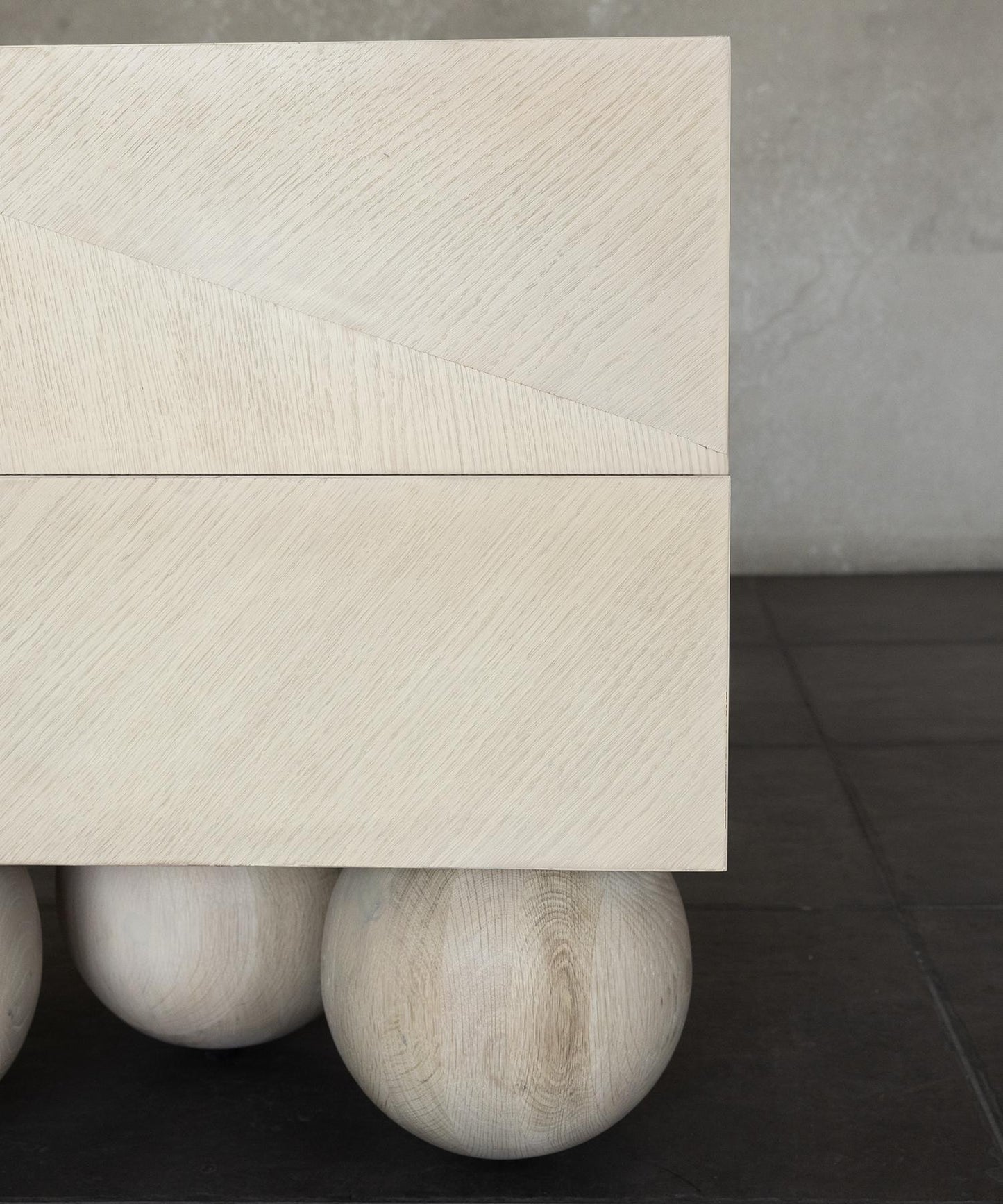 Luna Nightstand – Bleached White Oak with Rift Oak Drawers