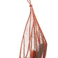 Hanging chair with orange rope and white cushion on a white background