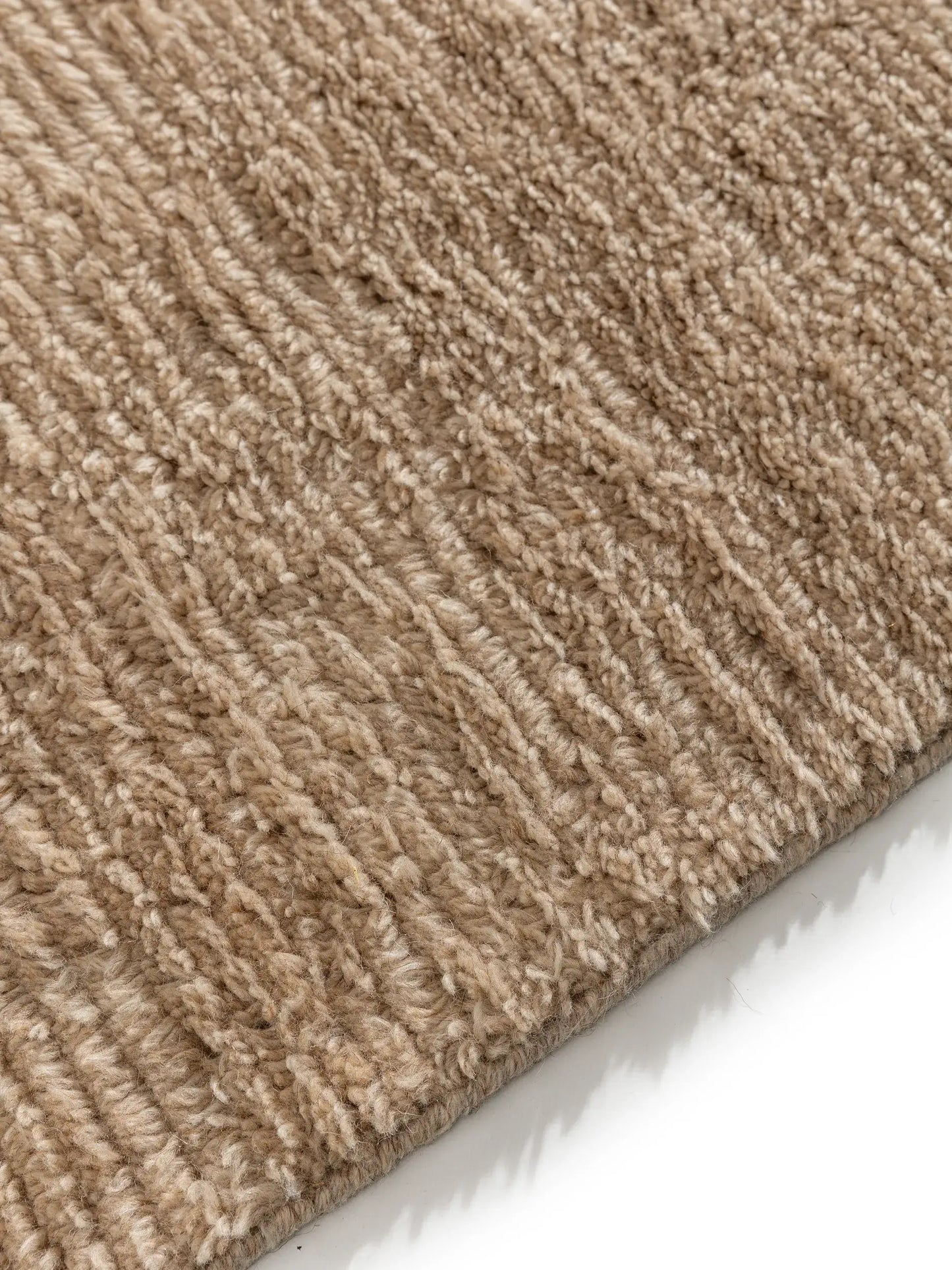Beige Solid Texture Luxury Wool Rug
