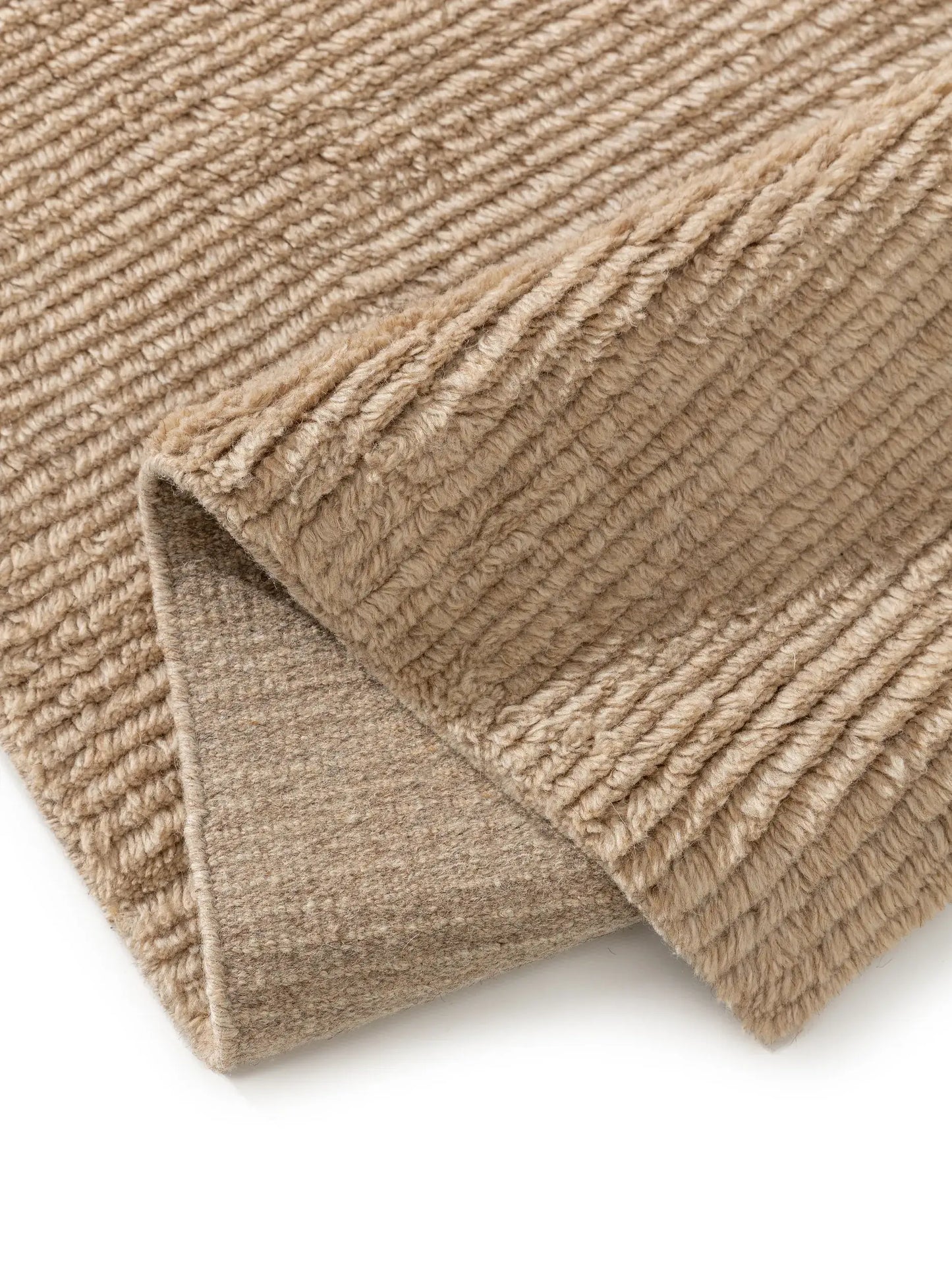 Beige Solid Texture Luxury Wool Rug