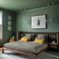 Cupid Bed in Black American Walnut & Velvet with Integrated Bedside Table