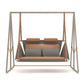 Tailor-Made Outdoor Swing in Brown Leather and Black Fabric