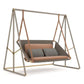 Tailor-Made Outdoor Swing in Brown Leather and Black Fabric
