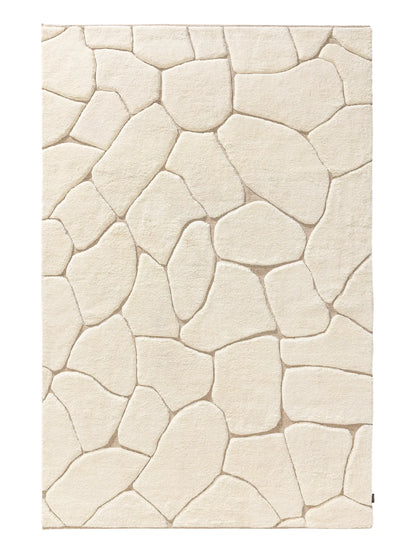 Cream/Beige Wool Hand-Knotted Rug