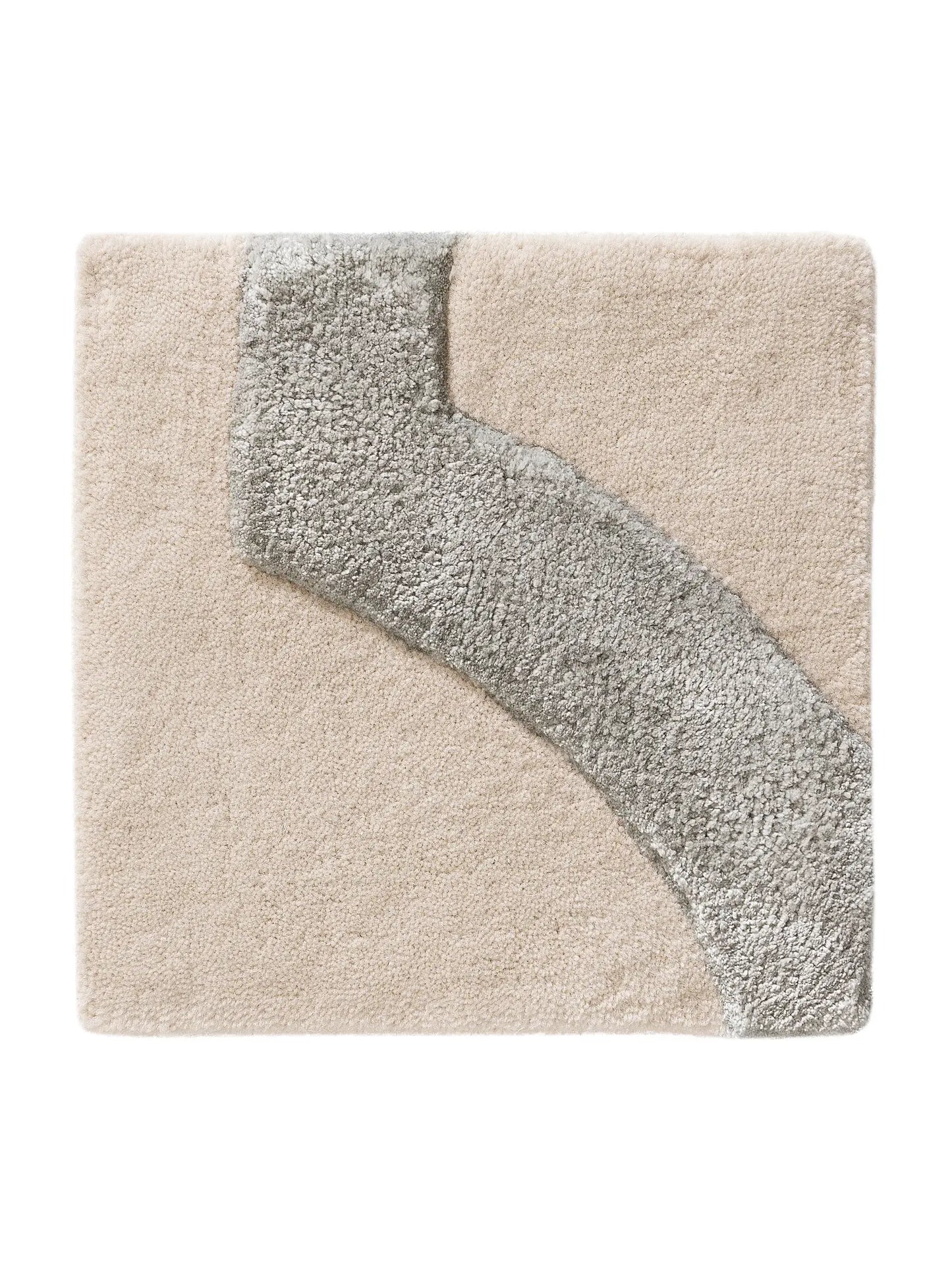 Refined Cream-Grey Wool & Lyocell Statement Rug