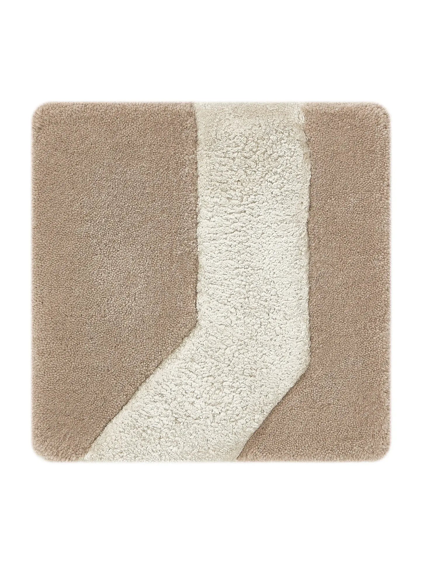 Refined Beige Wool & Lyocell Statement Rug