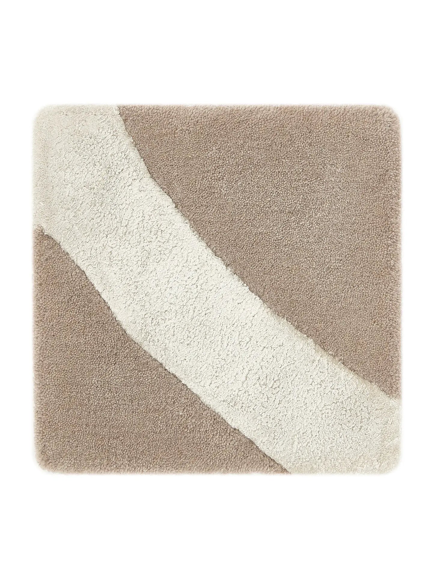 Stylish Beige Wool & Lyocell Statement Rug