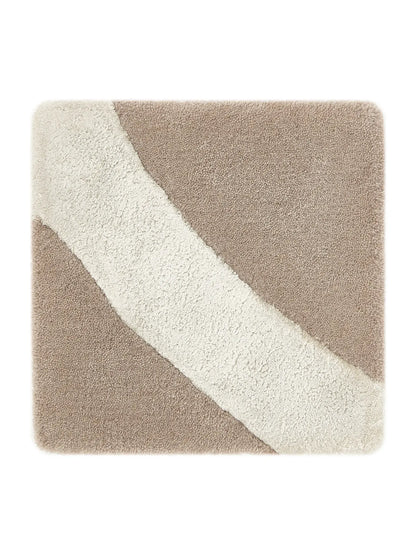 Stylish Beige Wool & Lyocell Statement Rug