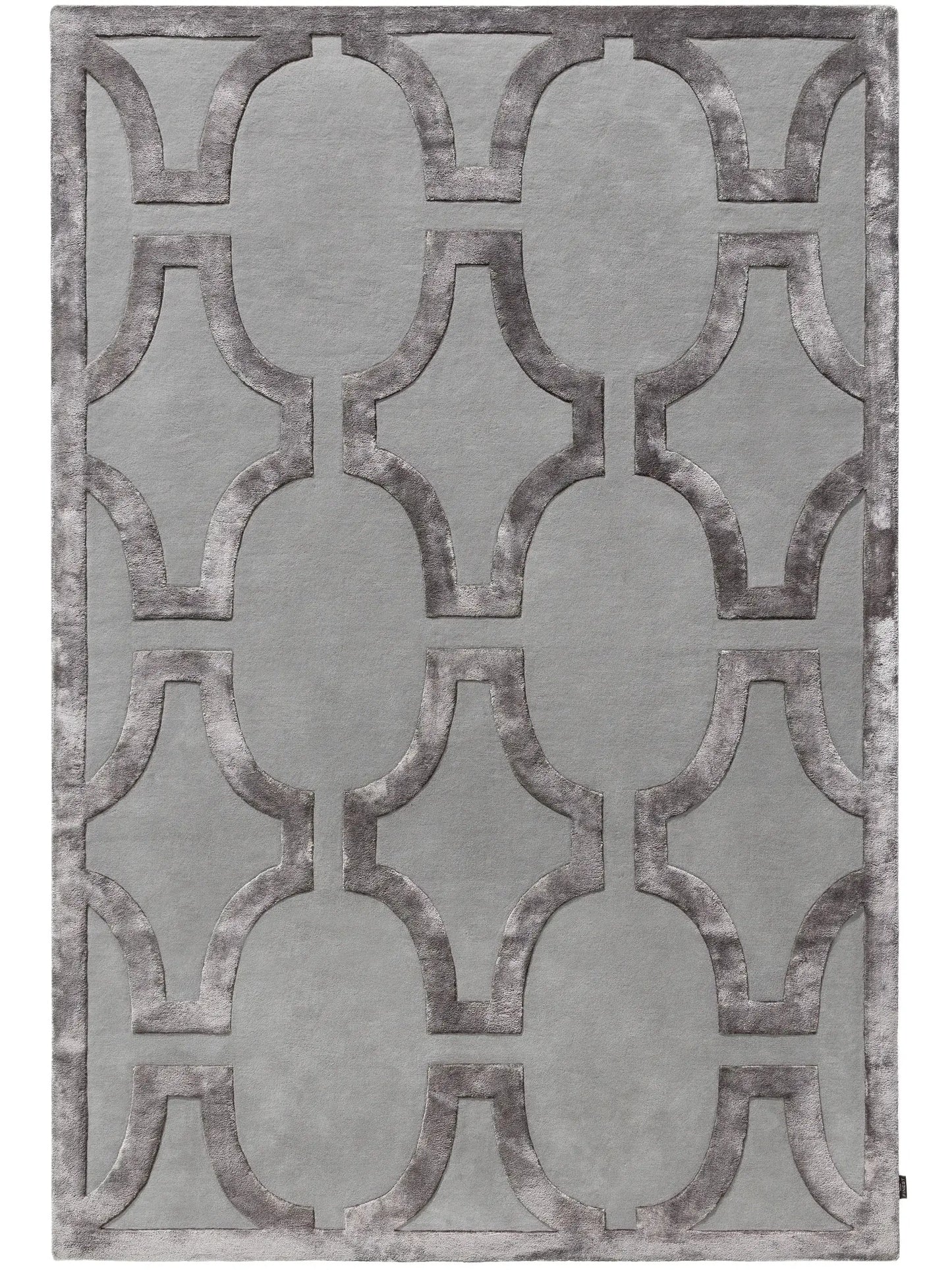 Elegant Charcoal-Grey Wool & Lyocell Statement Rug