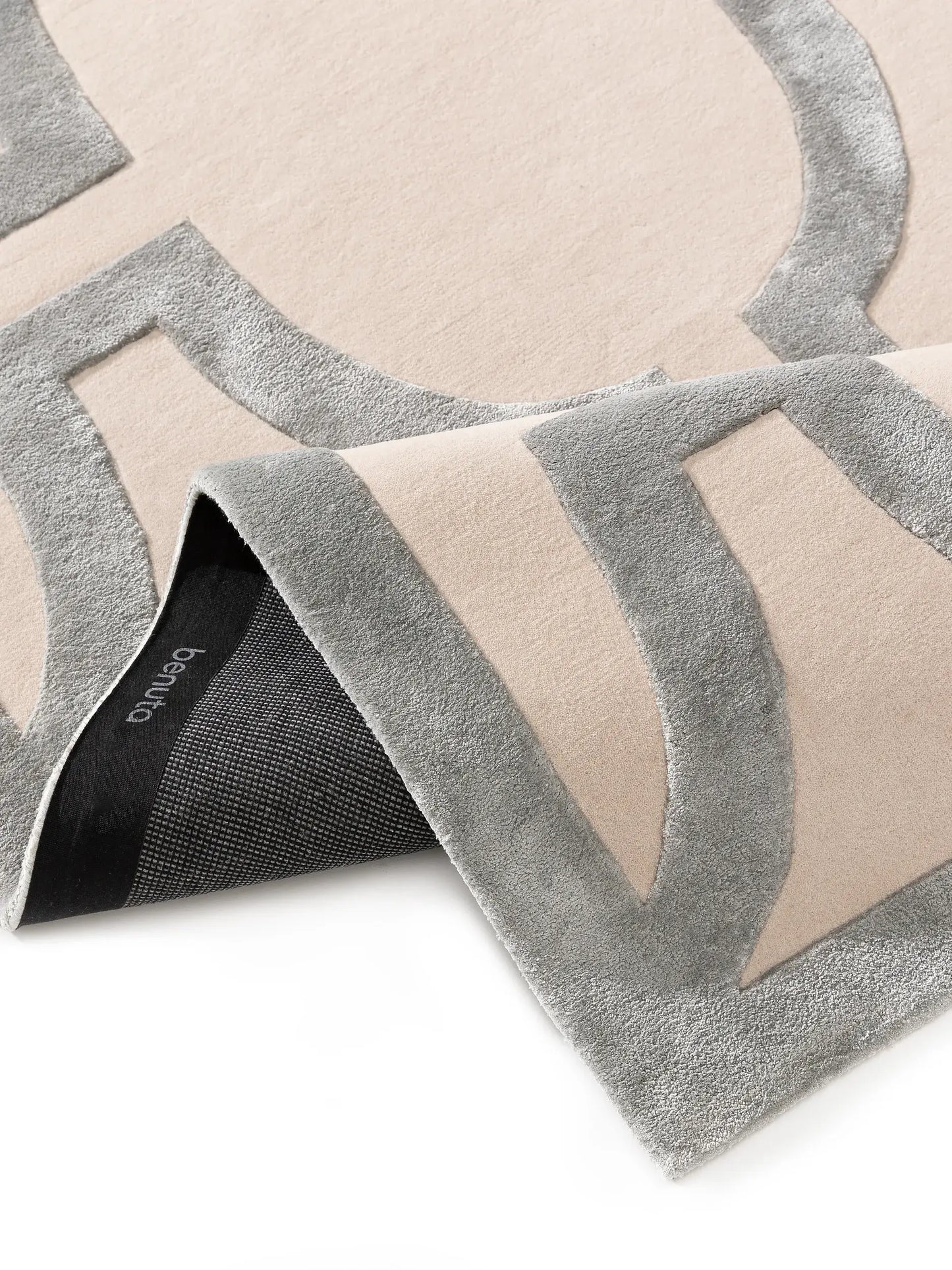 Refined Cream-Grey Wool & Lyocell Statement Rug