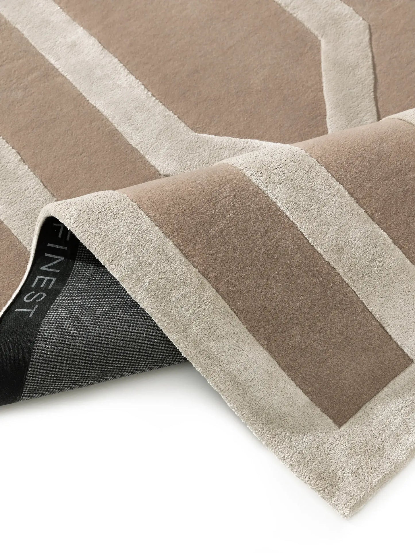 Refined Beige Wool & Lyocell Statement Rug