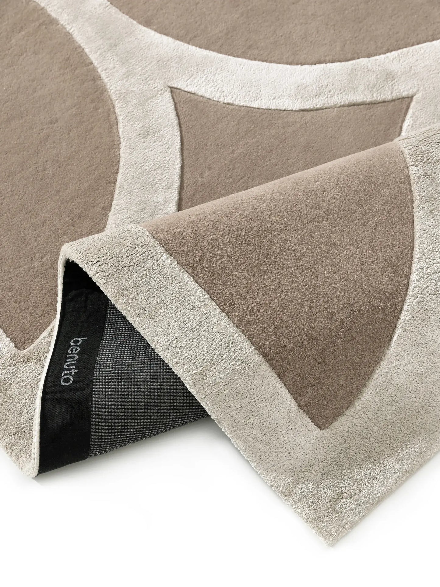 Stylish Beige Wool & Lyocell Statement Rug