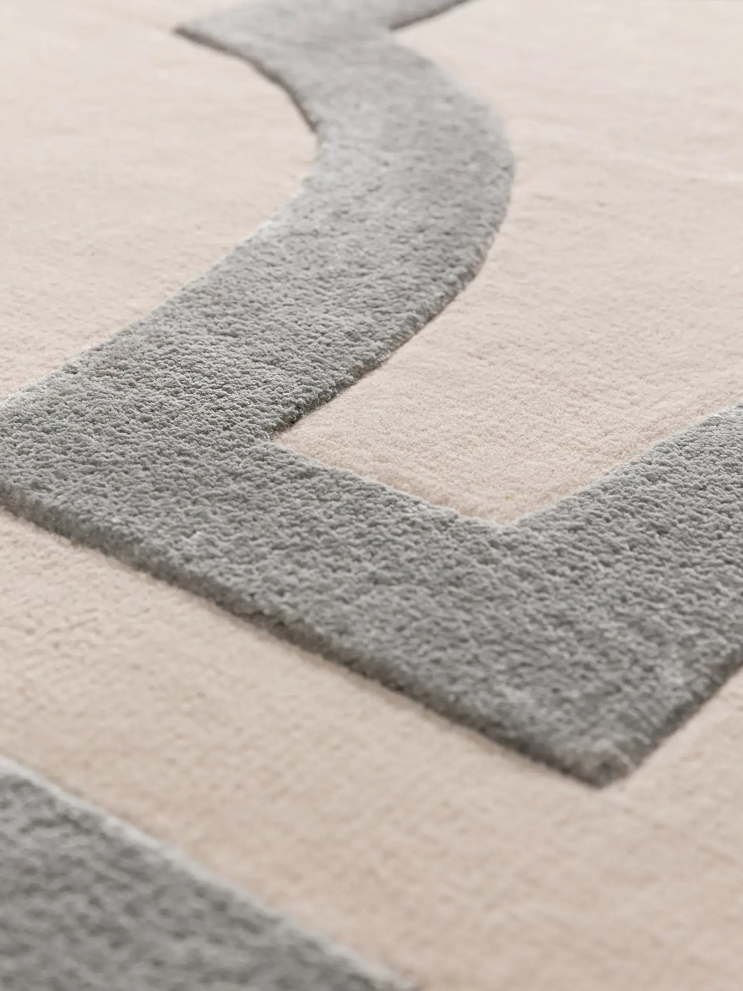 Refined Cream-Grey Wool & Lyocell Statement Rug
