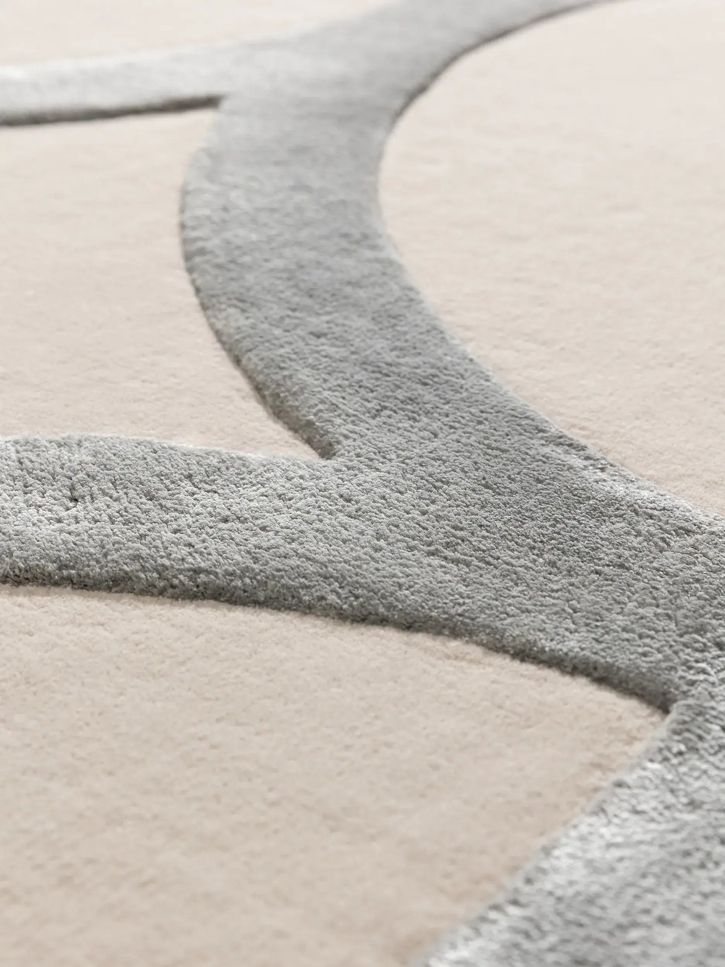 Refined Cream and Grey Wool & Lyocell Statement Rug