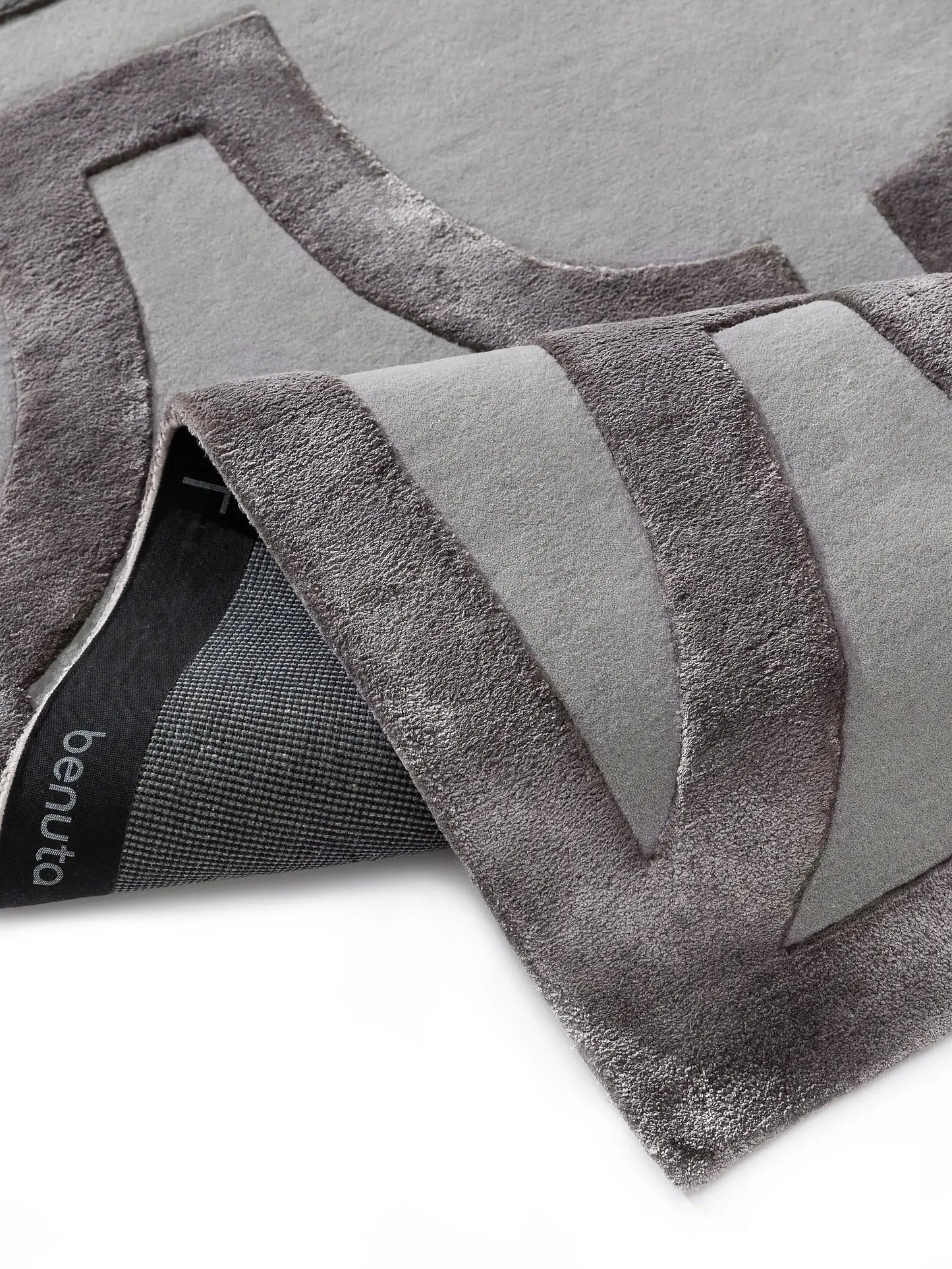 Elegant Charcoal-Grey Wool & Lyocell Statement Rug