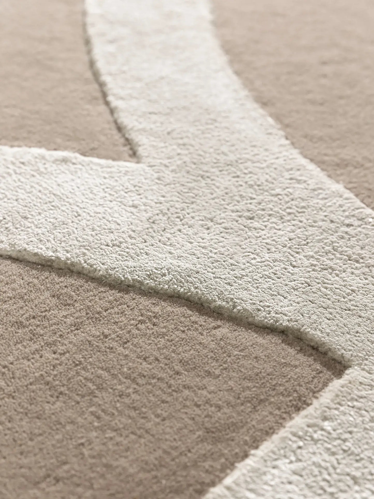 Stylish Beige Wool & Lyocell Statement Rug