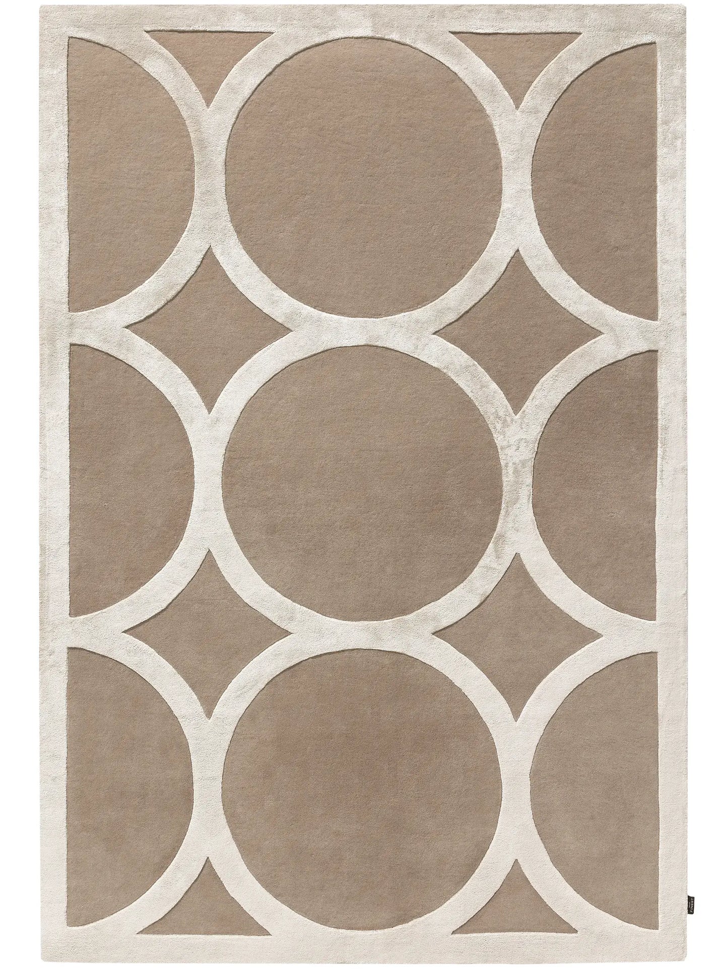 Stylish Beige Wool & Lyocell Statement Rug