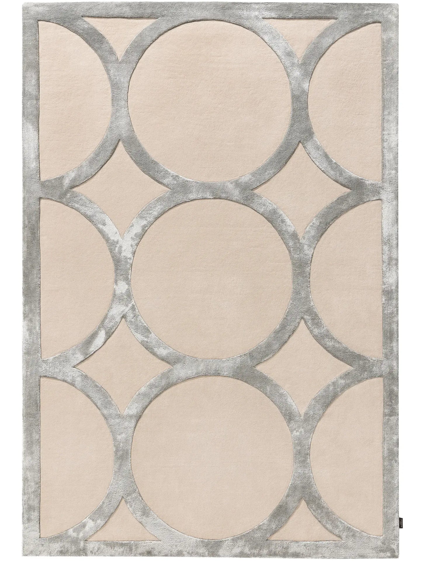 Refined Cream and Grey Wool & Lyocell Statement Rug