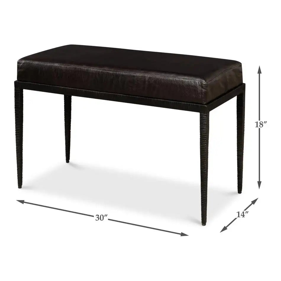 Modern Iron and Leather Bench