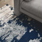 Elegant Blue Wool-Viscose Machine-Woven Rug