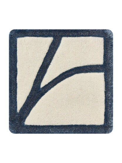 Cream & Blue Elegant Wool-Blend Rug