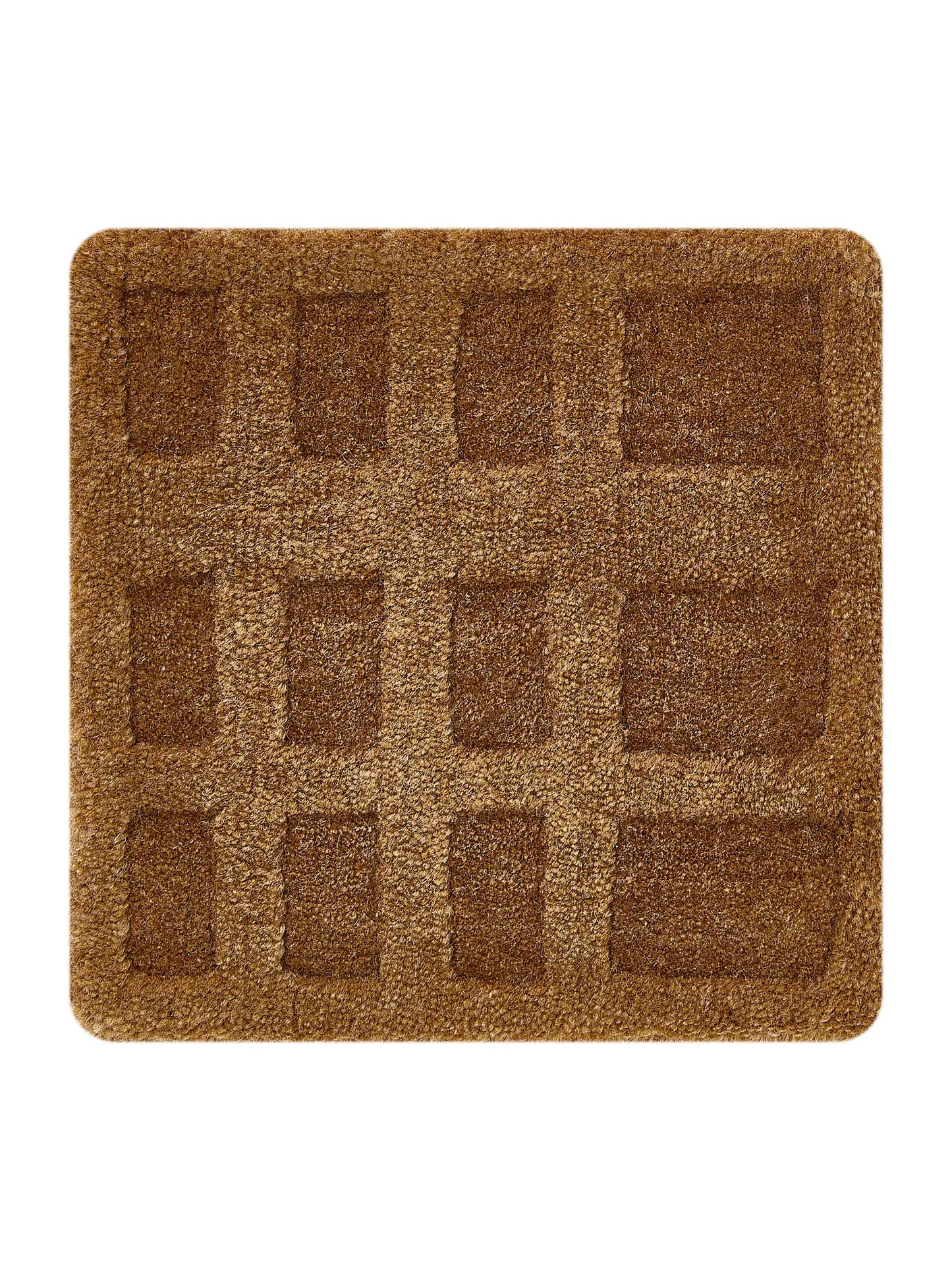 Neutral Beige & Light Brown Wool-Viscose Rug