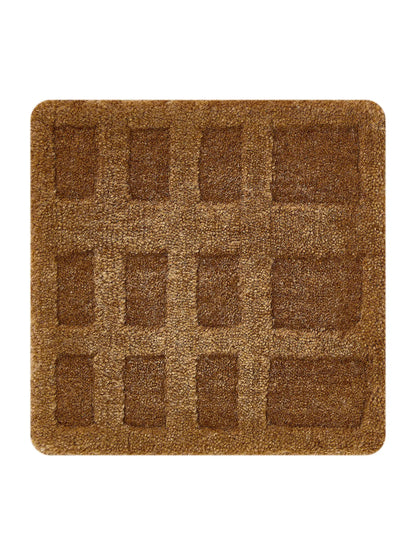 Neutral Beige & Light Brown Wool-Viscose Rug