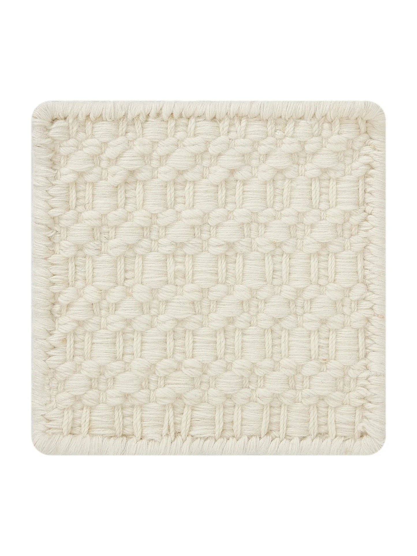 Cream Solid Texture Luxury Wool Rug