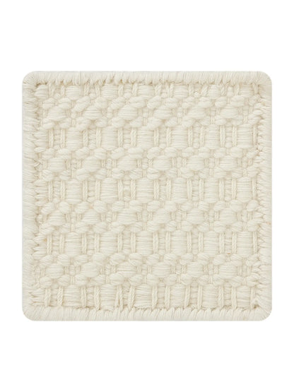 Cream Solid Texture Luxury Wool Rug