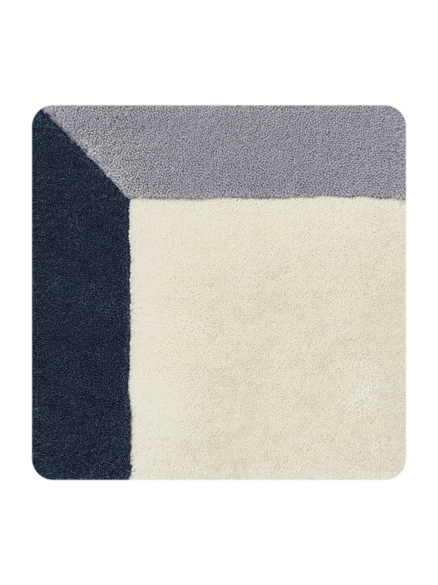 Elegant Cream & Blue Wool Hand-Knotted Rug