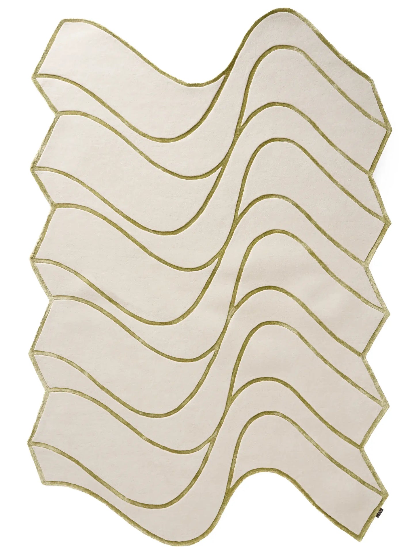 Cream Flowing Line Pattern Elegant Wool-Blend Rug