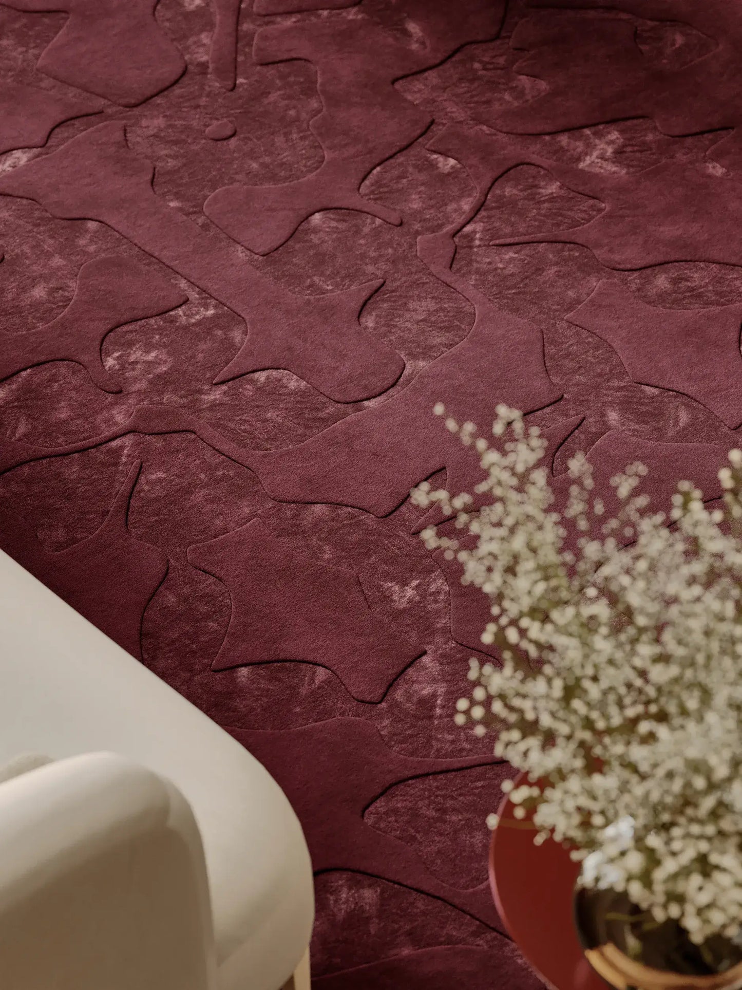 Botanical Motif Wool & Lyocell Rug