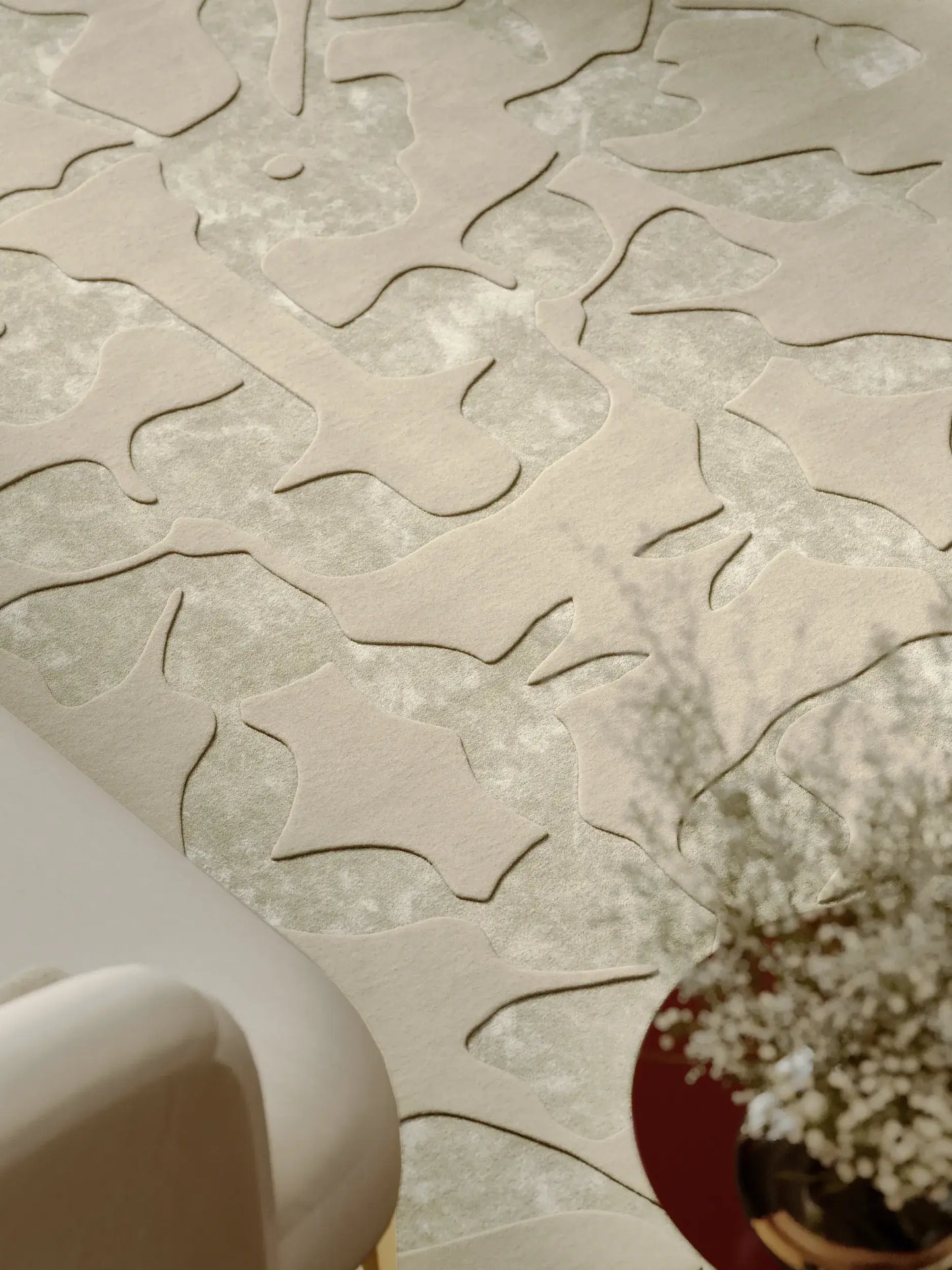 Botanical Motif Wool & Lyocell Rug