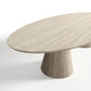 Outdoor Elliptical Dining Table with Brushed Travertine Effect