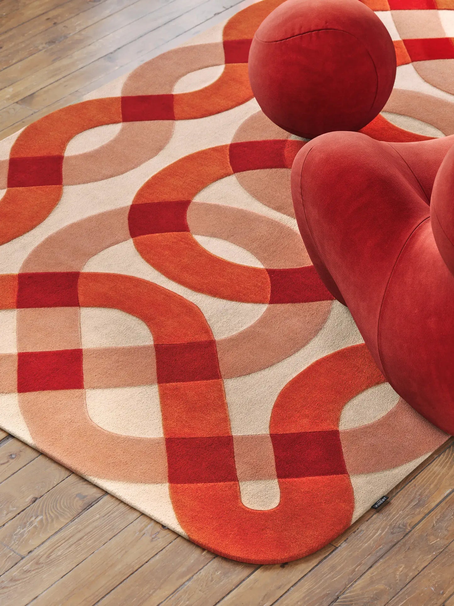 Bold Red New Zealand Wool Statement Rug