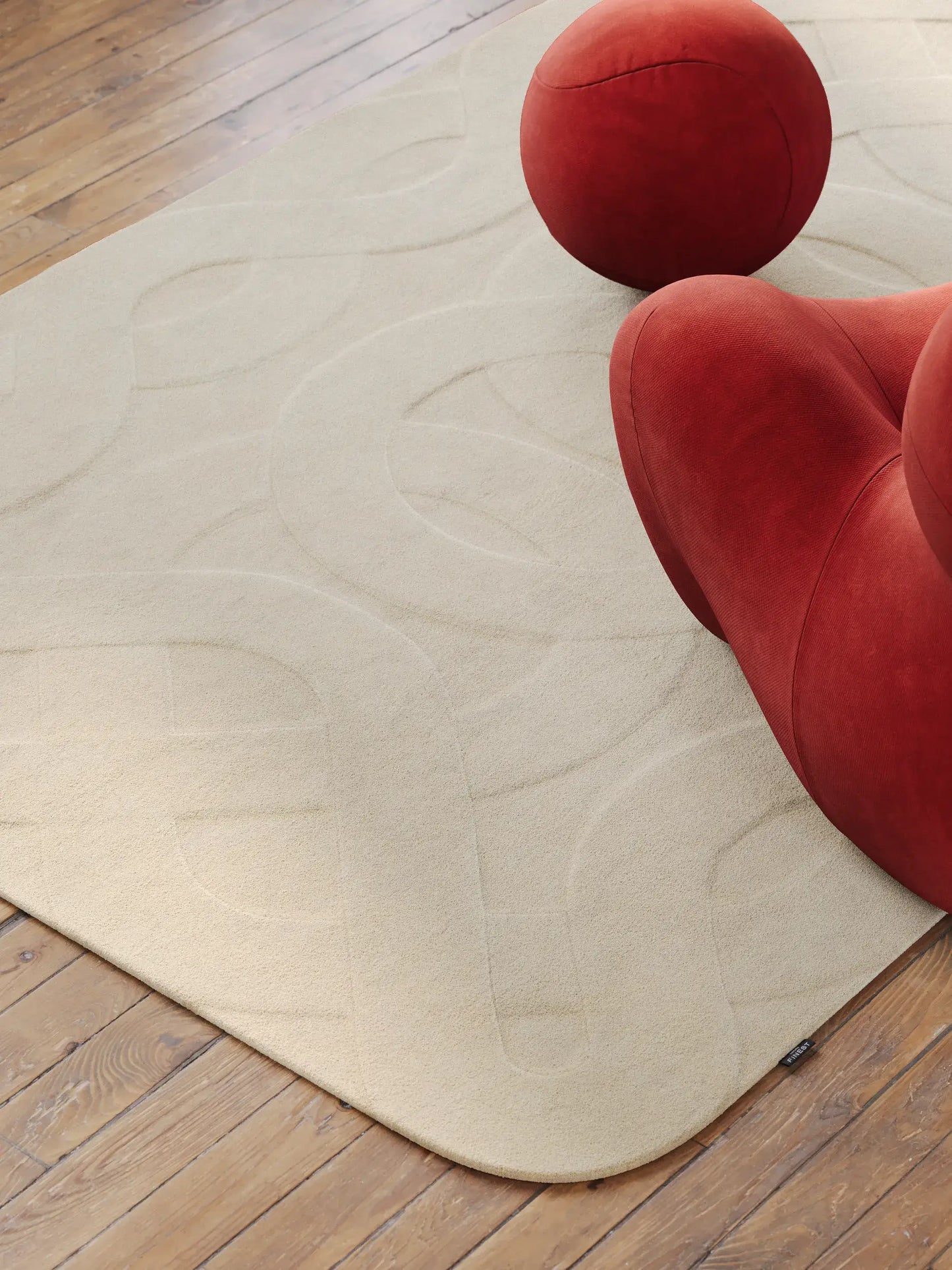 Cream Solid Design Premium Wool Rug