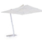 White patio umbrella with a stand on a white background